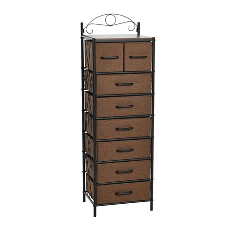 HOUSEHOLD ESSENTIALS Victoria 8Drawer Walnut Storage Tower Narrow Mid