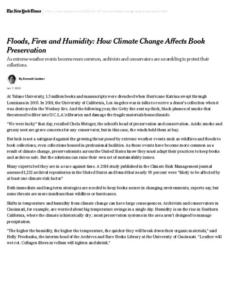 How Climate Change Affects Book Preservation - The … - balustradellc