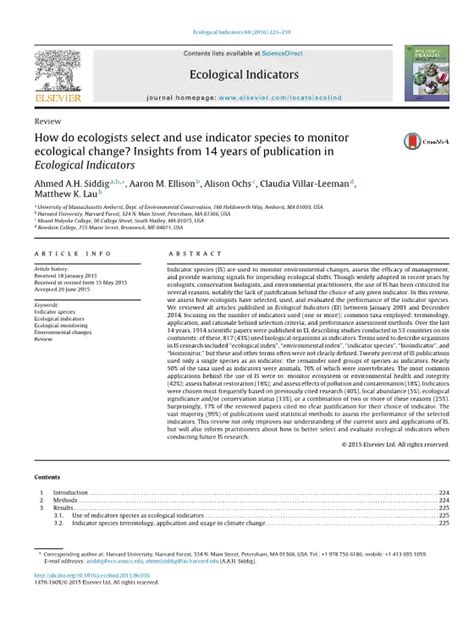 How do ecologists select and use indicator species to monitor ... - raincitystudios.com