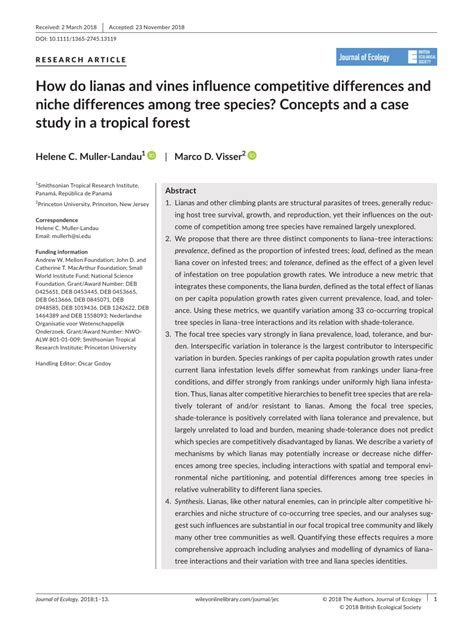 How do lianas and vines influence competitive differences and niche ... - muktibox.com