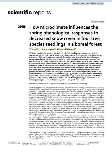 How microclimate influences the spring phenological responses to ... - raincitystudios.com