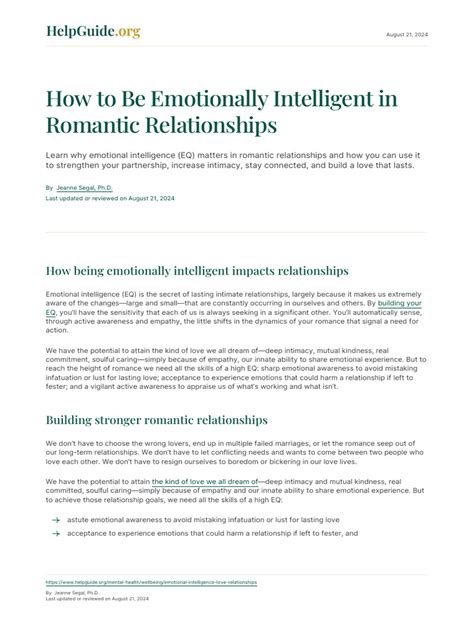 How to Be Emotionally Intelligent in Romantic … - balustradellc