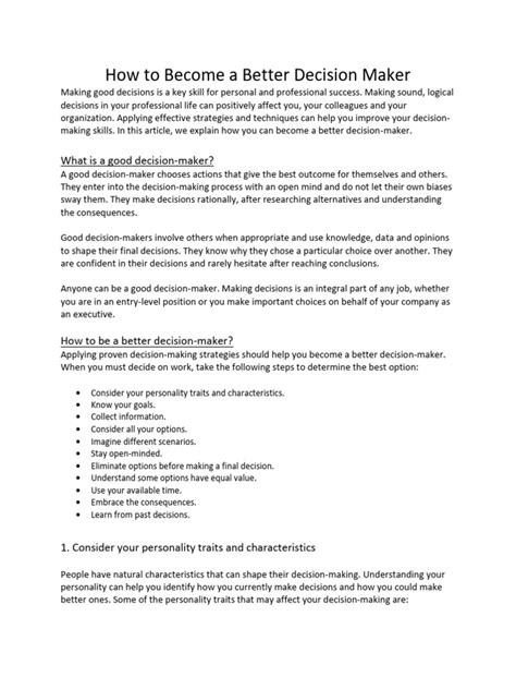 How To Become a Better Decision-Maker in the … - balustradellc