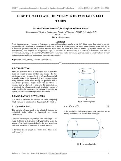 HOW TO CALCULATE THE VOLUMES OF PARTIALLY FULL TANKS …