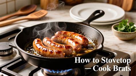 How to Cook Brats on the Stove - Salt Pepper Skillet - balustradellc
