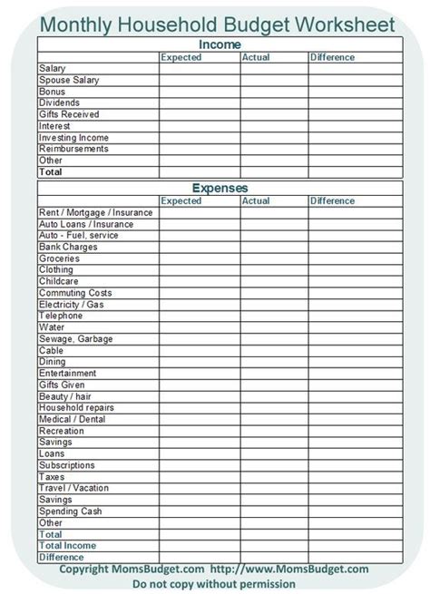 How to Create a Monthly Household Budget Worksheet - balustradellc