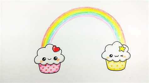 HOW TO DRAW CUPCAKES Cute Rainbow Cupcake Drawing Tutorial Step by