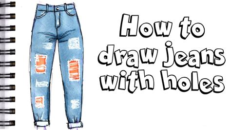 HOW TO DRAW RIPPED JEANS WITH HOLES Step by Step Drawing Tutorial