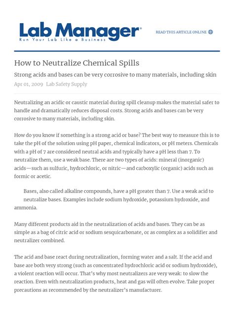 How to Neutralize Chemical Spills | Lab Manager - wintechmobiles.com