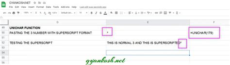 HOW TO SUPERSCRIPT TEXT IN GOOGLE SHEETS? - GyanKosh