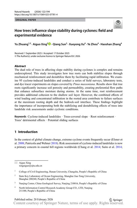 How trees influence slope stability during cyclones: field and ... - raincitystudios.com