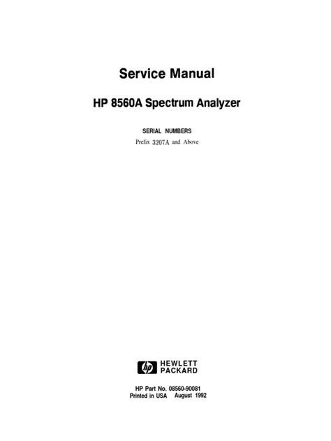 HP 8560A Service Manual Manualzz