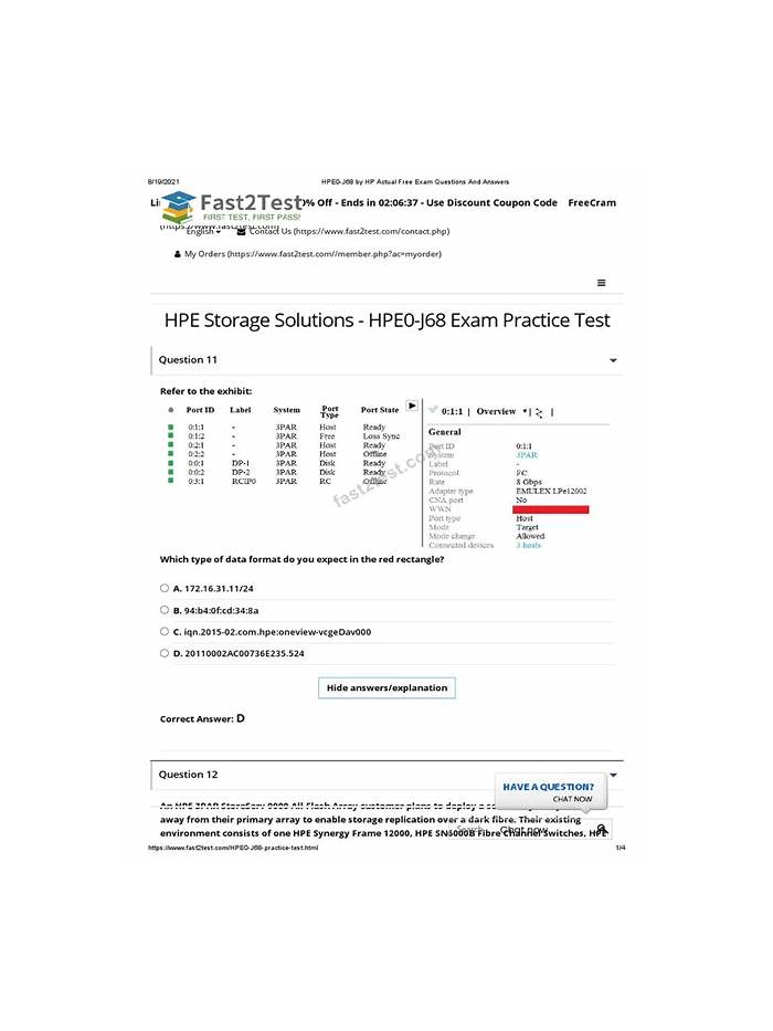 HPE0-J68 Latest Test Simulations