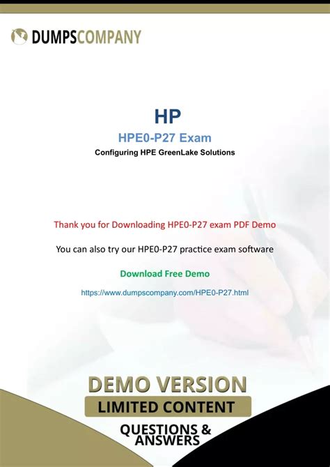 HPE0-P27 Demotesten