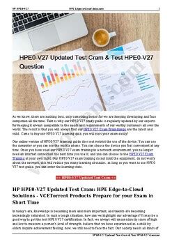 HPE0-V27 Reliable Test Experience