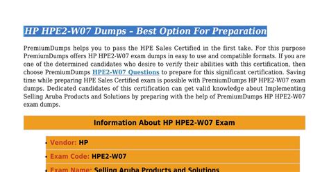 HPE2-B07 Dumps