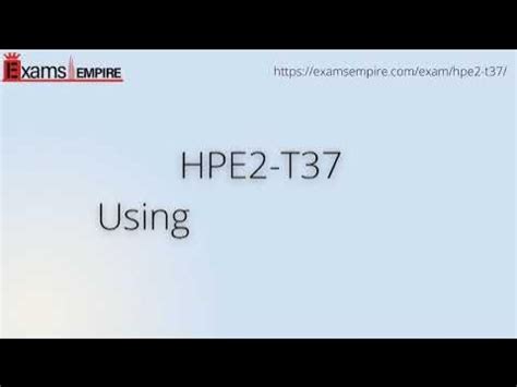 HPE2-T37 Ausbildungsressourcen