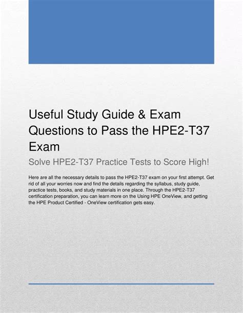 HPE2-T37 New Study Plan