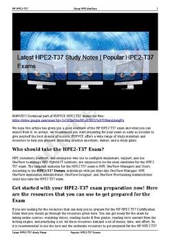 HPE2-T37 New Study Plan