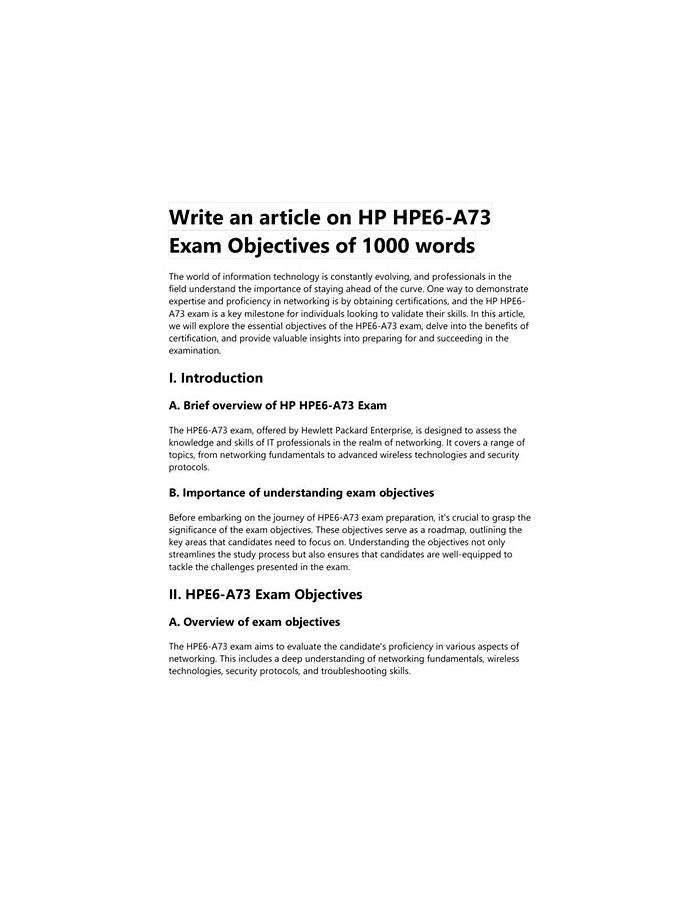 HPE6-A73 Valid Test Syllabus