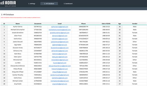HR Database Excel Template Adnia Solutions