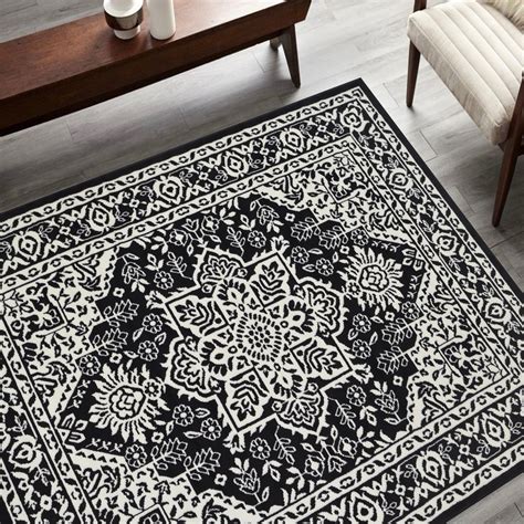 HR Traditional Rug for Living Room Antiqued Oriental Champaign & Black