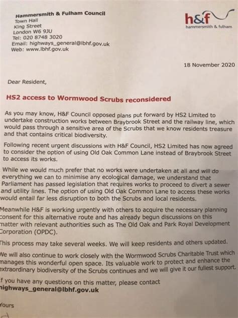 HS2 Access to Wormwood Scrubs reconsidered