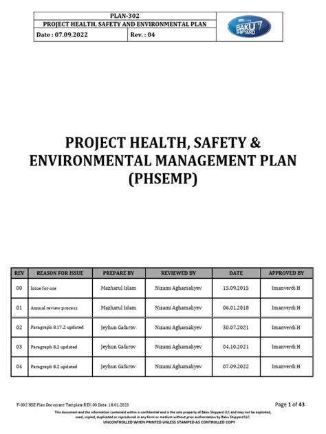 HSEP - Health Safety Environment Plan (work safety)