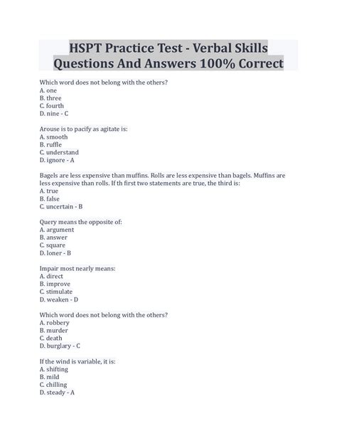 HSPT Practice Test