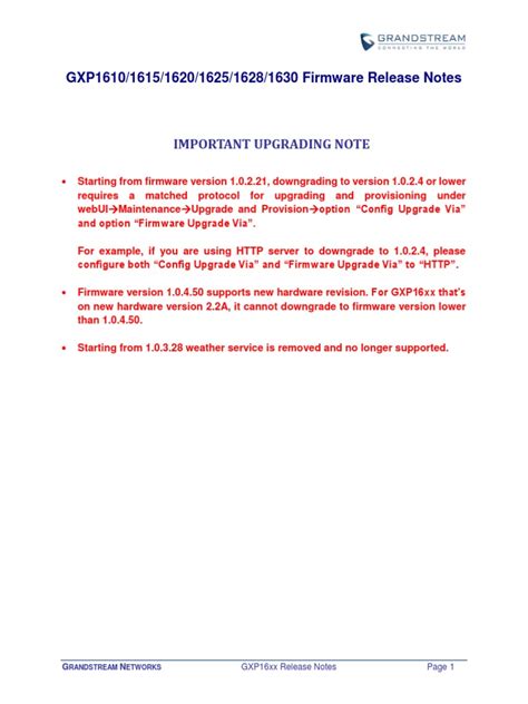 HT818 Firmware Release Notes IMPORTANT UPGRADING NOTE