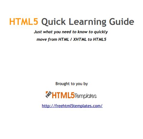 HTML5 Learning and Reference Guide