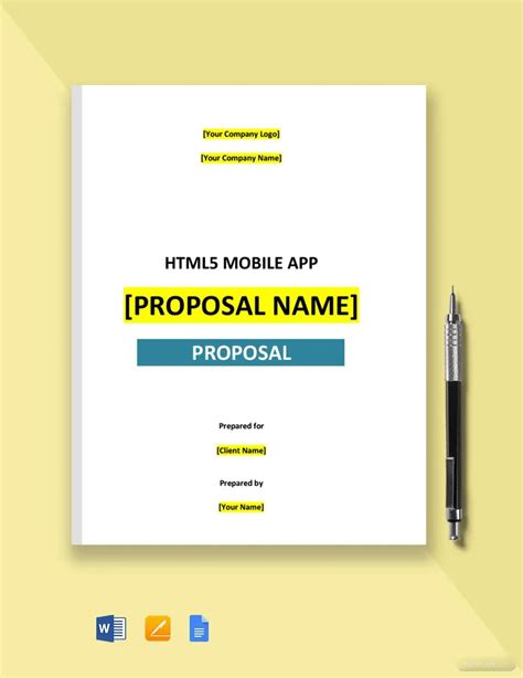 HTML5 Mobile App Proposal Template [Free PDF] Google Docs, Word, Apple Pages