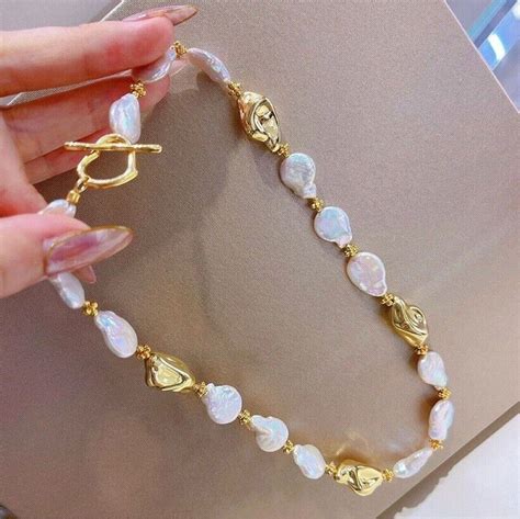 HUGE AAA 12-13MM SOUTH SEA WHITE BAROQUE PEARL BRACELET 7.5-8" 14K GOLD …