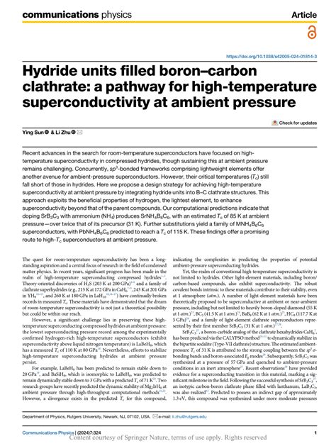 Hydride Units Filled B--C Clathrate: A New Pathway for High-Temperature ... - wintechmobiles.com