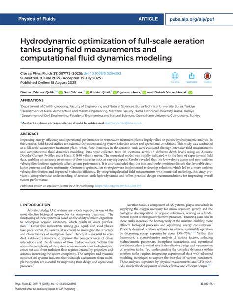Hydrodynamic optimization of full-scale aeration tanks using field ... - raincitystudios.com