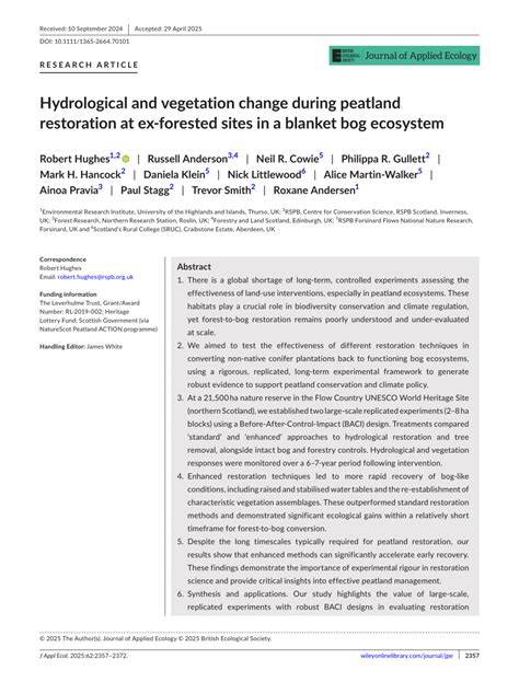 Hydrological and vegetation change during peatland restoration at ex ... - raincitystudios.com