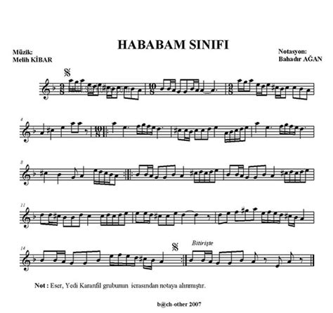 Hababam Sınıfı Notaları Enstrüman Öğreniyorum Facebook.
