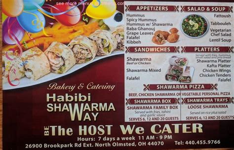 Habibi shawarma way and bakery · Drink. Strawberry Ras Berry Lemonade (Homemade) (24 oz). $5.99 · Salads and Soups. Fattoush Salad. $6.99 · Shawarma Family Box.. Habibi shawrma way and bakery north olmsted photos