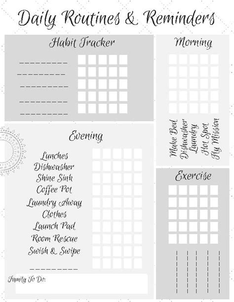Habit Tracker Printable Working Flylady Control Journal Planner System
