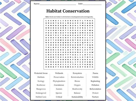 Habitat Conservation Word Search Puzzle Worksheet Activity Teaching