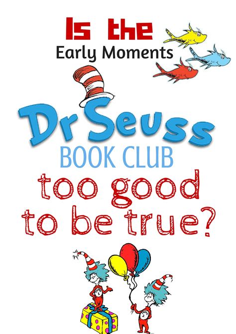 Review book club offers from Doubleday Book Club, Literary Guild, Black Expressions, and more. Book Of The Month Club; BOMC2; Doubleday Book Club; ... Dr. Suess Children's Book Club: 5 Dr. Seuss books for $5.95: Get 5 Dr. Seuss books for $5.95, plus a beautiful, vibrant, 12"x12" 16 month Dr. Seuss 2014 wall calendar packed with the wacky and ....