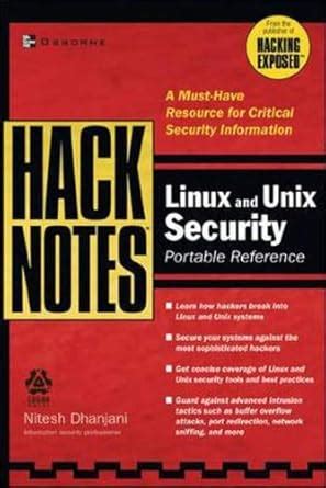 HackNotes Linux and Unix Security Portable Reference by Nitesh Dhanjani (1-Jul-2003) Paperback