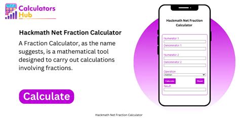 Hackmath calculator. Rules for expressions with fractions: Fractions - use a forward slash to divide the numerator by the denominator, i.e., for five-hundredths, enter 5/100.If you use mixed numbers, leave a space between the whole and fraction parts. Mixed numerals (mixed numbers or fractions) keep one space between the integer and fraction and use a forward slash to input … 