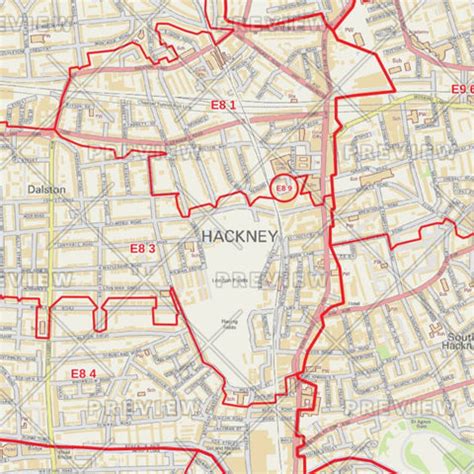 Hackney Postcode Map.