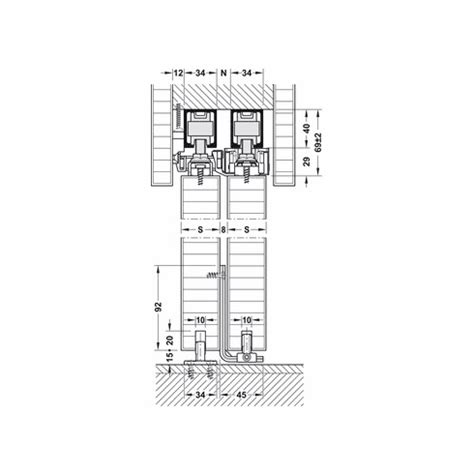 Hafele 940.81.007 HAWA Telescopic 80/2 Fitting Set two panels