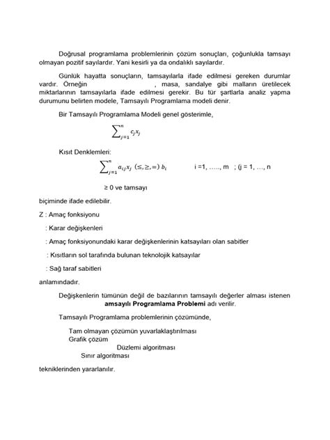 Hafta SsonYÖNEYLEM TAMSAYILI.