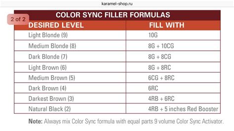Hair Filler Color Chart