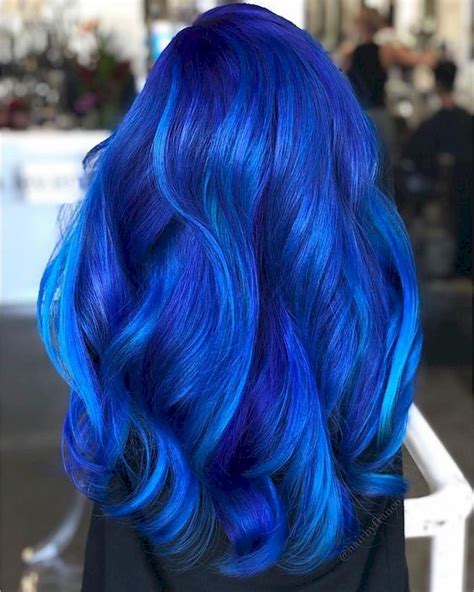 Hair color blue. Jan 30, 2024 ... If you want a deep blue color, mixing dark and vivid tones can give a darker option depth. Pairing this mix with a black root and some lowlights ... 