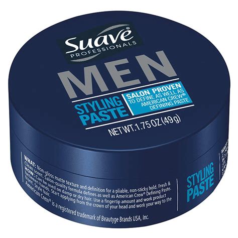 Hair paste for men. HAIR PASTE FOR MEN: Works well when a loose textured definition, frizz-free hair and a natural look is desired. KEY BENEFIT: Medium hold and low shine. Tames hair for a frizz-free natural look. HOW TO USE: Work a small amount evenly through dry or towel dried hair and style as desired. WHO WE ARE: American Crew is a leader in, Men's Grooming ... 
