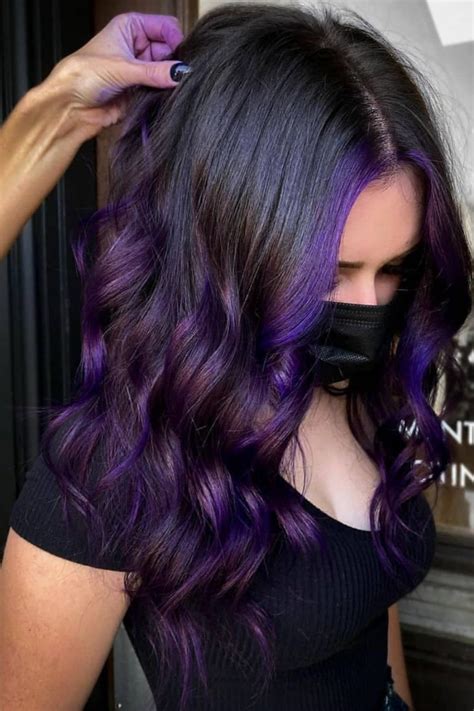 Hair tint purple. 